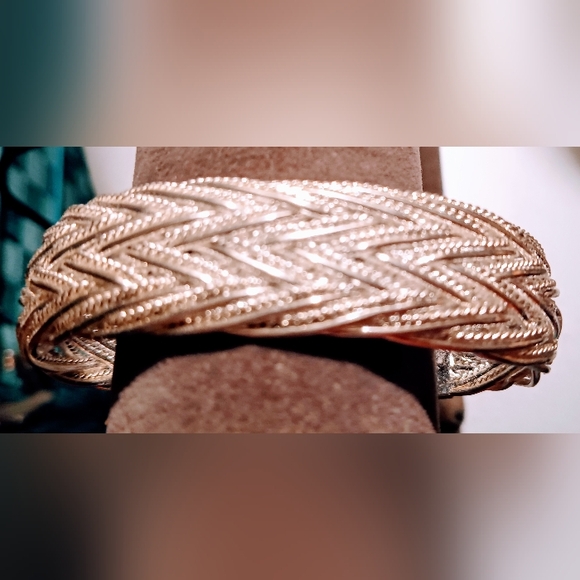 Vintage Estate Native Twine Braided Sterling Silver Cuff 7- 7.5 inch  Bracelet . - Picture 2 of 12